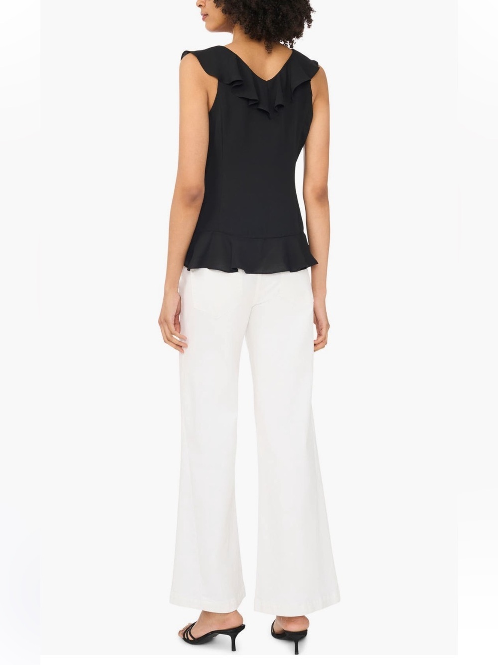 1. State Ruffle V-Neck Top In Rich Black - Picture 6 of 12